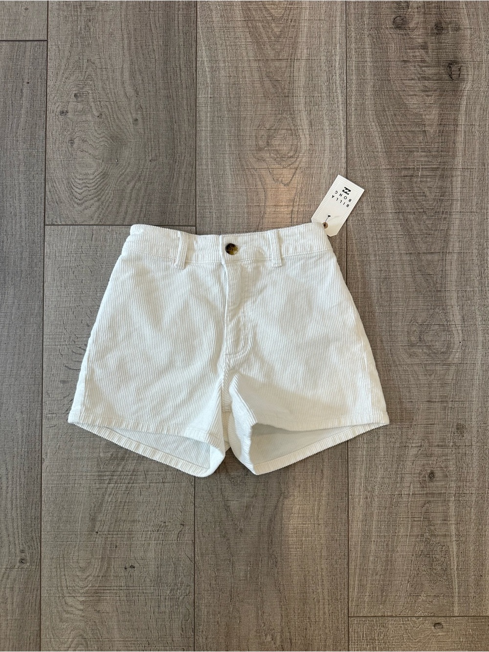 Billabong White Corduroy High Waisted Shorts NWT